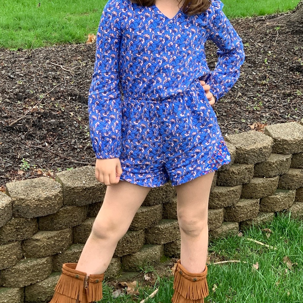 Long sleeved floral print romper